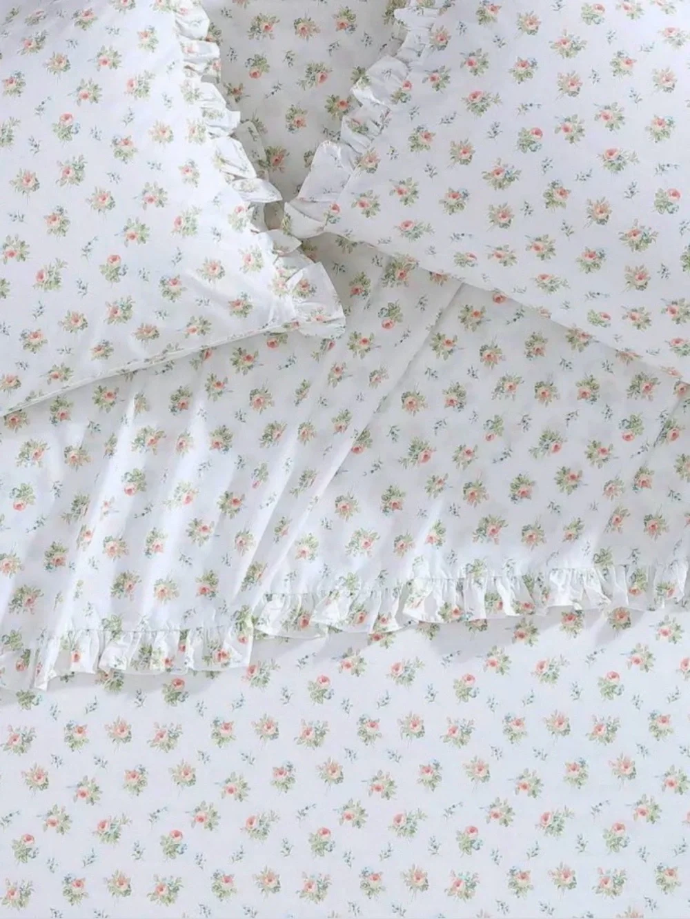 Laura Ashley Orange Floral Ruffled Victoria Pillowcase Set  ~ Cottage Chic